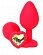 Красная анальная пробка с желтым стразом-сердцем - 10,5 см.